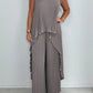 ⏳Limited Time 50% OFF🔥Laney Pleated Short Sleeve Irregular Midi Top and Elastic Waist Wide Leg Pants Set✨