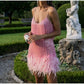 🔥Final Hours 49% OFF👗Women's Feather Fringe Sequin Spaghetti Strap Dress-Perfect for Holiday Parties & Galas✨🎉