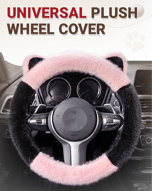 📢📢50 % OFF !!⏰⏰ Universal Non-slip Soft Cute Cat Ears Plush Steering Wheel Cover🐼😽