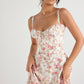 🌸Strapless dress with floral print at the waist🌺