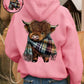 🎄🎅CHRISTMAS SALE 50% OFF!!🎁Cute Highland Cow Cozy Fleece-Lined Hooded Sweatshirt🦬✨Perfect Gift for Her!