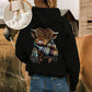 🎄🎅CHRISTMAS SALE 50% OFF!!🎁Cute Highland Cow Cozy Fleece-Lined Hooded Sweatshirt🦬✨Perfect Gift for Her!