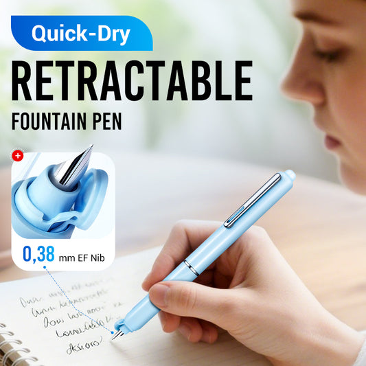 🎁 Best gift idea-Upgrade your writing!🔥Quick-Dry Retractable Fountain Pen
