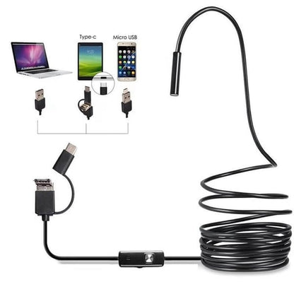 🔍 🔥 Black Friday Special 50% OFF! ✨ 3-IN-1 ENDOSCOPE - 2.0MP HD with 6 LED Lights, IP67 Waterproof, Compatible with Smartphones for Home Inspection and DIY Projects 📱🛠️