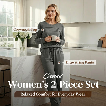 🔥LAST DAY 60% OFF✨Women's Crew Neck Top & Drawstring Pants Set