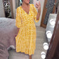 💖LAST DAY SALE 46% OFF💖Bohemian casual print V-neck waist wrap long dress