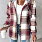 🍂Autumn Sales 49% OFF🔥Women's Plaid Button Down Fleece Lined Hooded Jackets Warm Coat