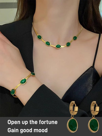 💥Christmas Sale 50% OFF💥Ultimate Elegant - Jade Bracelet, Earrings & Necklace Set