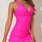 🩱2025 New Type 50% OFF👙Deep V Cross-Back Ruched One-Piece Swimsuit