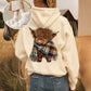 🎄🎅CHRISTMAS SALE 50% OFF!!🎁Cute Highland Cow Cozy Fleece-Lined Hooded Sweatshirt🦬✨Perfect Gift for Her!