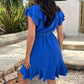 Women's Elegant Waist Tie V-Neck Ruffle Dress