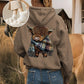 🎄🎅CHRISTMAS SALE 50% OFF!!🎁Cute Highland Cow Cozy Fleece-Lined Hooded Sweatshirt🦬✨Perfect Gift for Her!