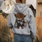 🎄🎅CHRISTMAS SALE 50% OFF!!🎁Cute Highland Cow Cozy Fleece-Lined Hooded Sweatshirt🦬✨Perfect Gift for Her!