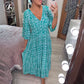 💖LAST DAY SALE 46% OFF💖Bohemian casual print V-neck waist wrap long dress