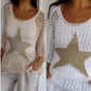 💥Women's Fashion Round Neck Crochet Knit Fishnet Top🤩