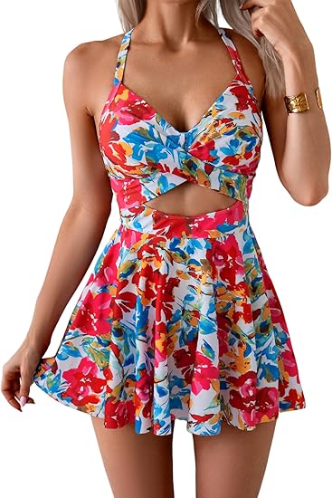 💥Last Day Special Sale 50% OFF🩱Women's Cutout One Piece Skirt Swimsuit