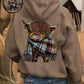 🎄🎅CHRISTMAS SALE 50% OFF!!🎁Cute Highland Cow Cozy Fleece-Lined Hooded Sweatshirt🦬✨Perfect Gift for Her!