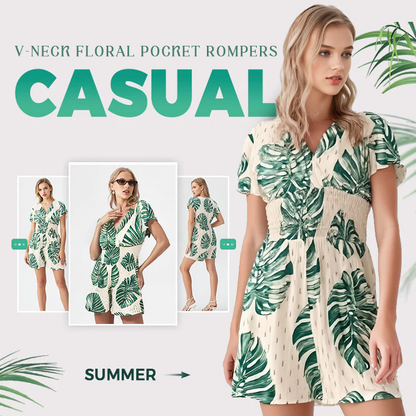 🌸NEW HOT SALE🔥Women's Botanical Print Elastic Waist Jumpsuit