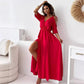 💖61% OFF👗V-Neck Side Slit Elegant Dress - Flatter Your Curves