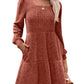 🍂2025 Autumn New Style 50% OFF⏰Women's Square Neck Lantern Sleeve Ribbed Dress