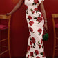 🎉Hot Sale 49% OFF🥳Cheongsam Style Rose Floral Print Tiered Flare Sleeve Stretch Maxi Dress