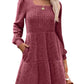 🍂2025 Autumn New Style 50% OFF⏰Women's Square Neck Lantern Sleeve Ribbed Dress