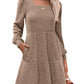 🍂2025 Autumn New Style 50% OFF⏰Women's Square Neck Lantern Sleeve Ribbed Dress