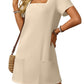 🎁Limited time 70% OFF⏳Women's Casual Square Neck Pocket Short Sleeve Dress with Pockets