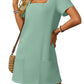 🎁Limited time 70% OFF⏳Women's Casual Square Neck Pocket Short Sleeve Dress with Pockets