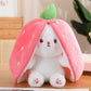 🥳2026 HOT SALE🥳💞50K+ SOLD!🍓🐰 50% OFF! Strawberry Bunny Plush – Transforms into little rabbit! Soft, cute & cuddly. Perfect gift for kids or grandkids. 🎀✨