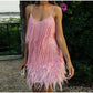 🔥Final Hours 49% OFF👗Women's Feather Fringe Sequin Spaghetti Strap Dress-Perfect for Holiday Parties & Galas✨🎉