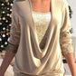 💜LAST DAY PROMOTION - 50% OFF💜Sequin Loose Smocked Fake Two-Piece Top