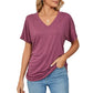 💕Hot Sale 50% OFF🌷V-Neck Solid Color Loose Ladies Tops