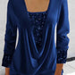 💜LAST DAY PROMOTION - 50% OFF💜Sequin Loose Smocked Fake Two-Piece Top
