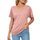 💕Hot Sale 50% OFF🌷V-Neck Solid Color Loose Ladies Tops