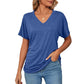 💕Hot Sale 50% OFF🌷V-Neck Solid Color Loose Ladies Tops
