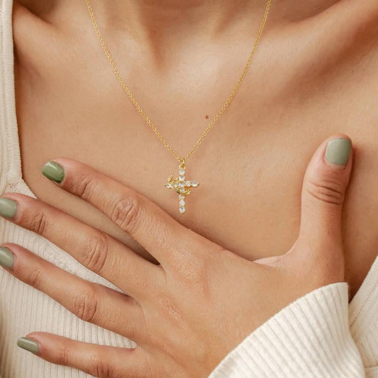 👑LAST DAY SALE 50% OFF🔥✝️Simple Crown & Cross Pendant Choker Necklace