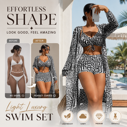 📢📢50% OFF !! ⏰Women's 3-Piece Geometric Print Swimwear Set