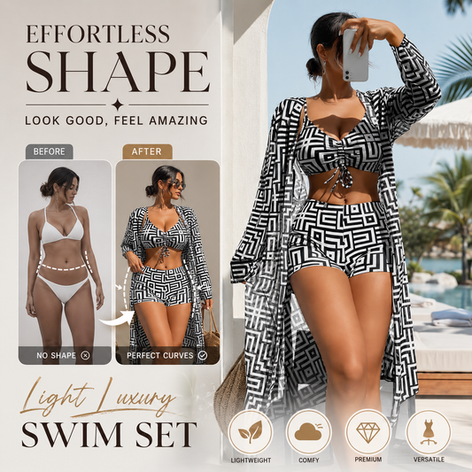 📢📢50% OFF !! ⏰Women's 3-Piece Geometric Print Swimwear Set