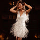 🔥Final Hours 49% OFF👗Women's Feather Fringe Sequin Spaghetti Strap Dress-Perfect for Holiday Parties & Galas✨🎉