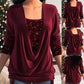 💜LAST DAY PROMOTION - 50% OFF💜Sequin Loose Smocked Fake Two-Piece Top