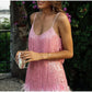 🔥Final Hours 49% OFF👗Women's Feather Fringe Sequin Spaghetti Strap Dress-Perfect for Holiday Parties & Galas✨🎉