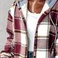 🍂Autumn Sales 49% OFF🔥Women's Plaid Button Down Fleece Lined Hooded Jackets Warm Coat