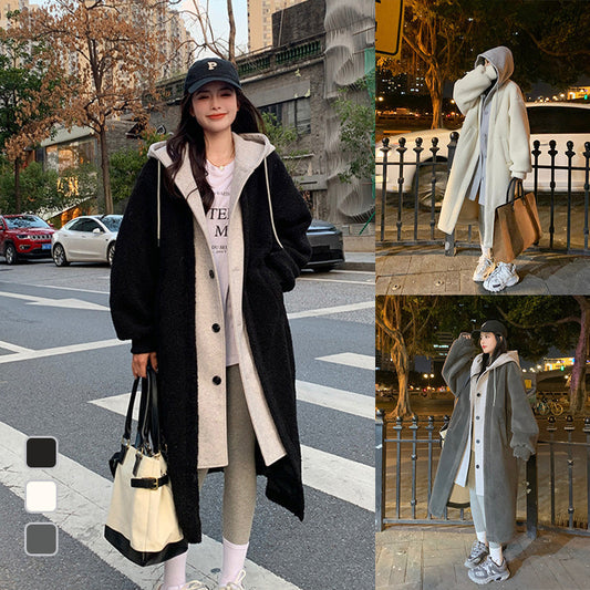 💖Warm Gift💖2-Layered Faux Lambswool Hooded Coat Jacket