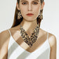 Gift Choice - Sparkling Beaded Silk Scarf Shaped Necklace Earrings Set