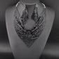 Gift Choice - Sparkling Beaded Silk Scarf Shaped Necklace Earrings Set