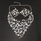 Gift Choice - Sparkling Beaded Silk Scarf Shaped Necklace Earrings Set