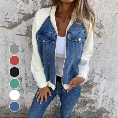 ⏳Time-limited Special⏰Women's Creative Denim Splicing Jacket🧥