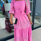 💖Limited Sale 💖Women’s Trendy Patchwork Tie Waist Square Neck Long Dress