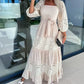 💖Limited Sale 💖Women’s Trendy Patchwork Tie Waist Square Neck Long Dress